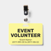 Eenvoudige "EVENT VOLUNTEER" Badge (Voorzijde met clip)