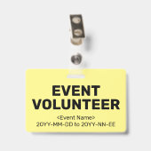 Eenvoudige "EVENT VOLUNTEER" Badge (Achterkant met clip)