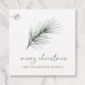 Eenvoudige Evergreen Branch Neutrale Kerstfeest Bedankjes Labels (Voorkant)