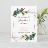 Eenvoudige Evergreen Gold Lijst Christelijke bruil Kaart (Staand voorkant)