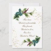 Eenvoudige Evergreen Gold Lijst Christelijke bruil Kaart (Achterkant)