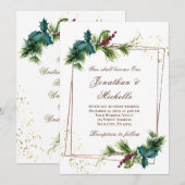 Eenvoudige Evergreen Gold Lijst Christelijke bruil Kaart (Voorkant / Achterkant)