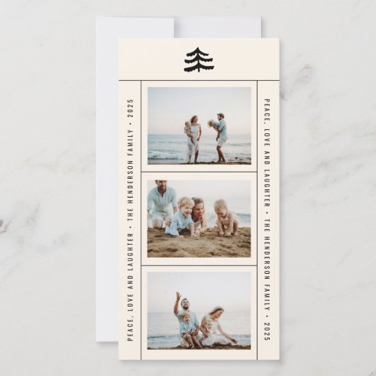 Eenvoudige Evergreen Multi-Photo Holiday Kaart (Voorkant)