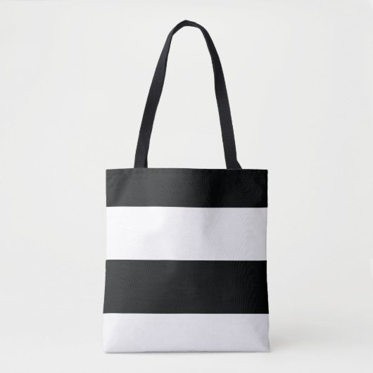 Eenvoudige extra brede zwarte en witte strepen tote bag (Voorkant)