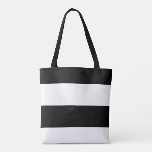 Eenvoudige extra brede zwarte en witte strepen tote bag (Achterkant)