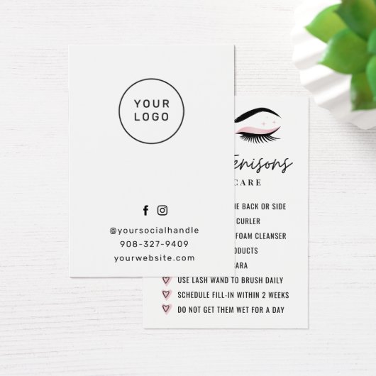 Eenvoudige Eyelash Aftercare Extensions Kaart (Bureau)