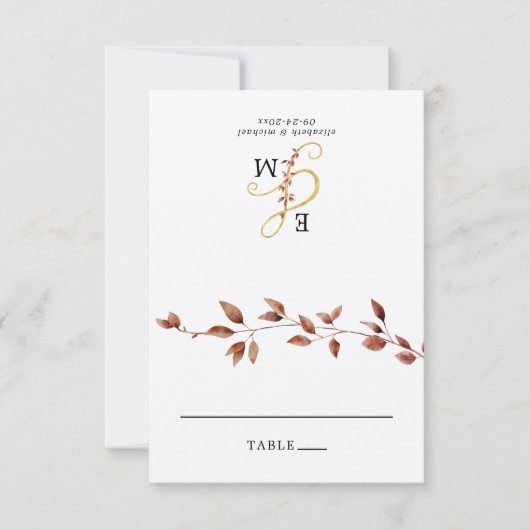 Eenvoudige Fall Leaves Wedding Opvouwbare Plaats K (Voorkant)