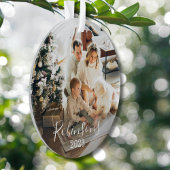 Eenvoudige Familie 2 Foto Aangepaste Naam Script & Ornament