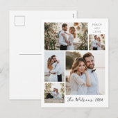 Eenvoudige Familie 5 Fotocollage Nieuw Weeds Groet Feestdagenkaart (Voorkant / Achterkant)