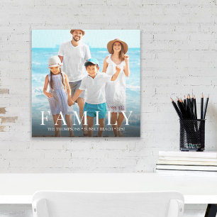 Eenvoudige Familie Foto Typografie Custom Canvas Afdruk