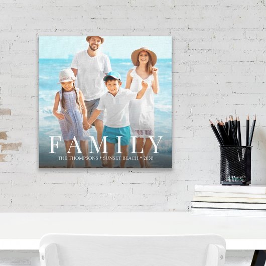 Eenvoudige Familie Foto Typografie Custom Canvas Afdruk