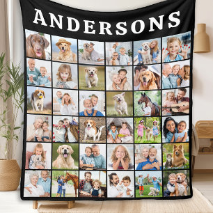Eenvoudige Familie Fotocollage Gepersonaliseerde N Fleece Deken