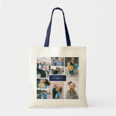Eenvoudige familie fotocollage marinemonogram tote bag (Voorkant)