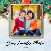 Eenvoudige Familie met Kerstmis Metalen Ornament