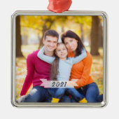  Eenvoudige Familie met Kerstmis Metalen Ornament (Voorkant)