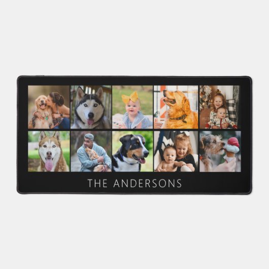 Eenvoudige familie Pet 10 Fotocollage Custom Desk  Bureaumat (Voorkant)