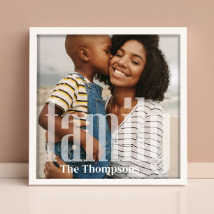 Eenvoudige familie typografie minimalistische over foto afdruk
