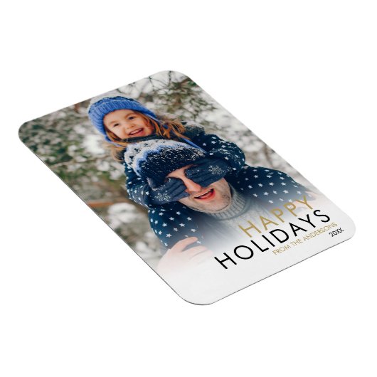 Eenvoudige familiefoto Kerstmis fijne feestdagen Magneet (Rechterzijde)