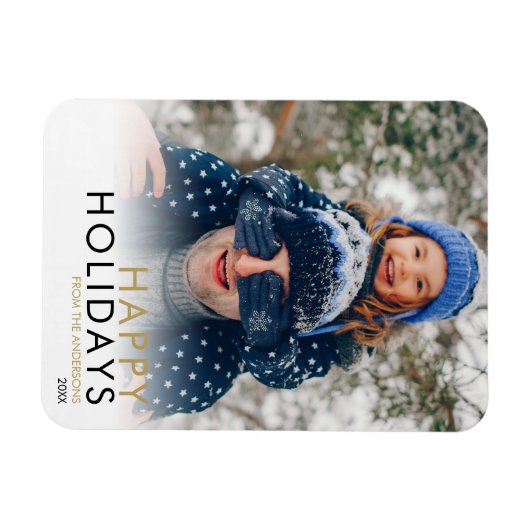 Eenvoudige familiefoto Kerstmis fijne feestdagen Magneet (Horizontaal)