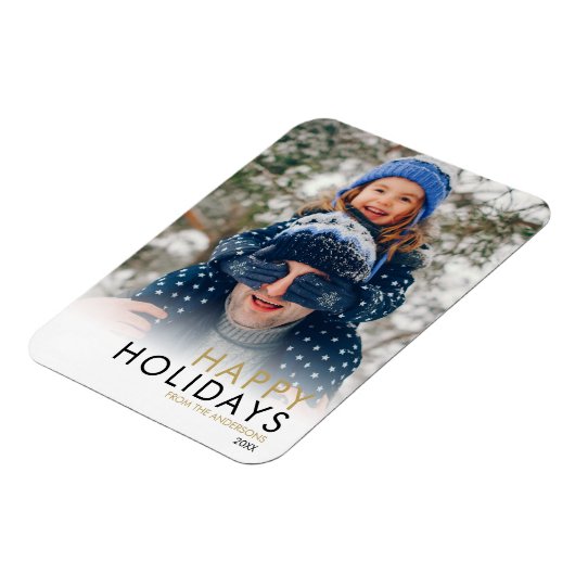 Eenvoudige familiefoto Kerstmis fijne feestdagen Magneet (Linkerzijde)