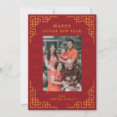 Eenvoudige Familiefoto Lunar Chinese Nieuwjaarskaa Feestdagenkaart (Voorkant)