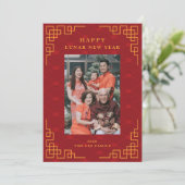 Eenvoudige Familiefoto Lunar Chinese Nieuwjaarskaa Feestdagenkaart (Staand voorkant)