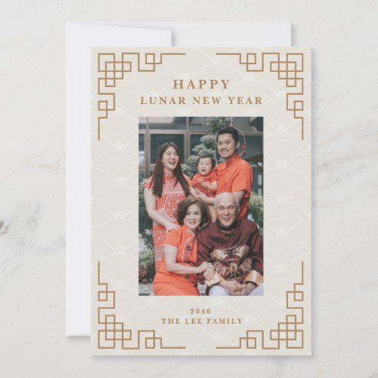 Eenvoudige familiefoto Maandag Chinees Nieuwjaar K Feestdagenkaart (Voorkant)