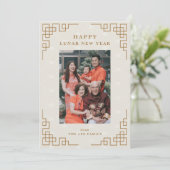 Eenvoudige familiefoto Maandag Chinees Nieuwjaar K Feestdagenkaart (Staand voorkant)