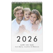 Eenvoudige familiefoto per maandnaam 2026 kalender (Hoes)
