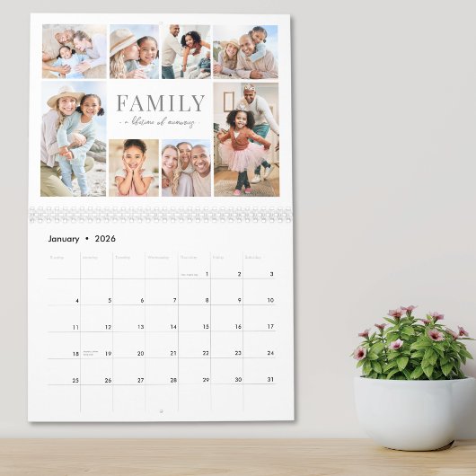 Eenvoudige familiefotocollage kalender