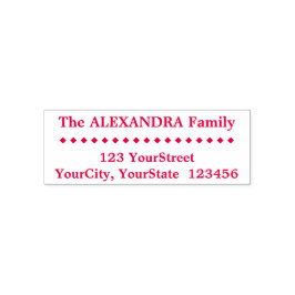 Eenvoudige familienaam, adres, diamantvormen  zelfinktende stempel