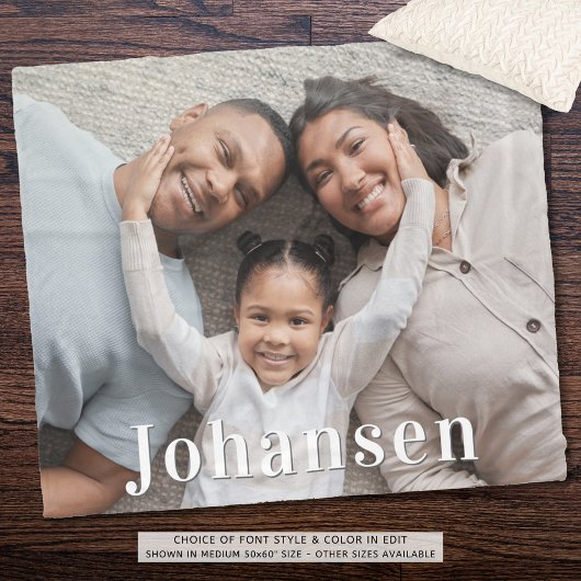 Eenvoudige familienaam Eén foto Fleece Deken