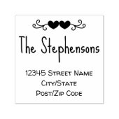 Eenvoudige familienaam Handgeschreven stijl Harten Zelfinktende Stempel (Design)