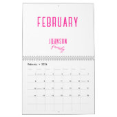 Eenvoudige familienaam Hot Pink Kalender (Feb 2026)
