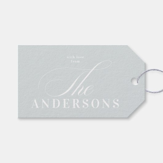 Eenvoudige familienaam kerstfeestdag cadeautjes La Cadeaulabel (Voorkant (Horizontaal))