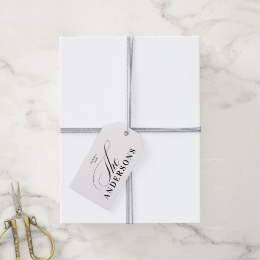 Eenvoudige familienaam kerstfeestdag Label Cadeaulabel (Met Touw)