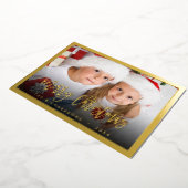 Eenvoudige familienaam kerstscript legant folie feestdagenkaart (Gedraaid)