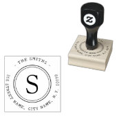 Eenvoudige Familienaam-monogram Rubberstempel (Gestempeld)