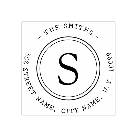 Eenvoudige Familienaam-monogram Rubberstempel (Afrduk)