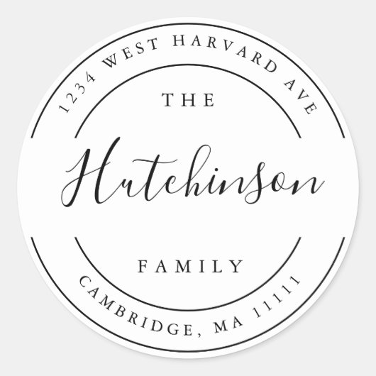 Eenvoudige familienaam Ronde Return Label (Voorkant)
