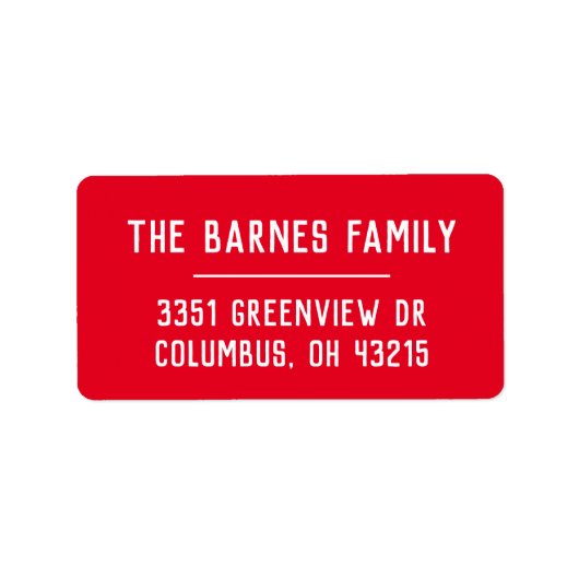 Eenvoudige familienaam rustieke rode retour adres etiket (Voorkant)