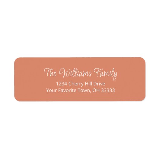 Eenvoudige familienaam Terra Cotta Retouradres Etiket (Voorkant)