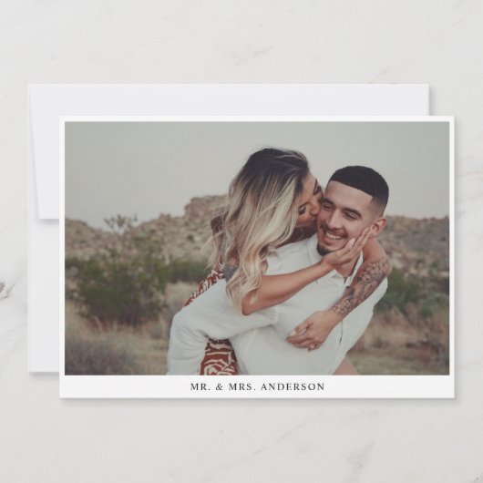 Eenvoudige Fancy Calligrafie Black Script Weduwen Bedankkaart (Voorkant)