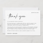 Eenvoudige Fancy Calligrafie Black Script Weduwen Bedankkaart (Achterkant)