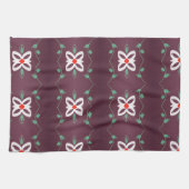 Eenvoudige Fancy theedoek met rood en pruim (Horizontaal)