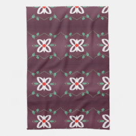 Eenvoudige Fancy theedoek met rood en pruim