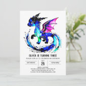 Eenvoudige Fantasy Dragon Digitale Jongen Verjaard Kaart (Staand voorkant)