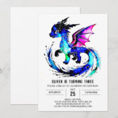 Eenvoudige Fantasy Dragon Digitale Jongen Verjaard Kaart (Voorkant / Achterkant)