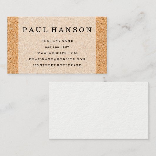Eenvoudige Faux Cork achtergrond Visitekaartje (Voorkant / Achterkant)