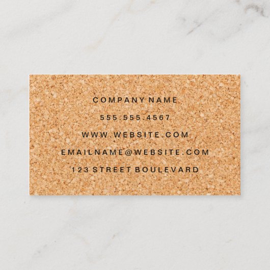 Eenvoudige Faux Cork Print Visitekaartje (Achterkant)